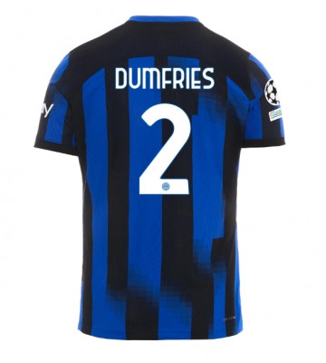 Inter Milan Denzel Dumfries #2 Replika Hjemmebanetrøje 2023-24 Kortærmet